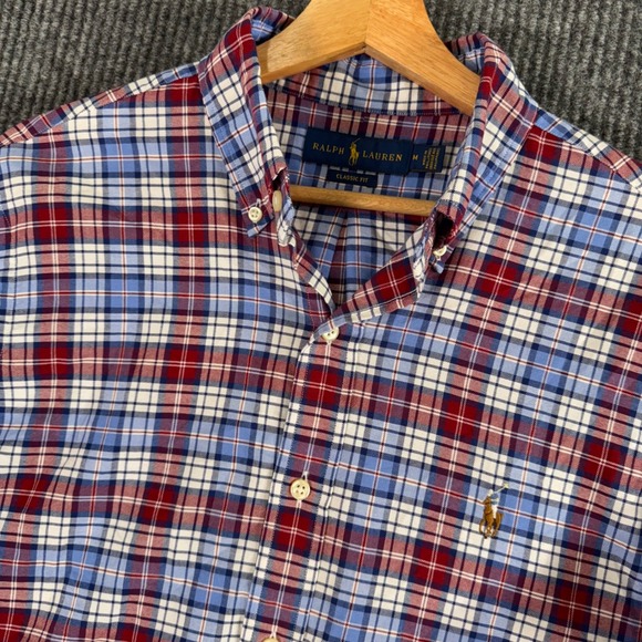 Ralph Lauren Mens M Classic Fit Plaid Button Down Long Sleeve Shirt Preppy Y2K - Picture 1 of 8